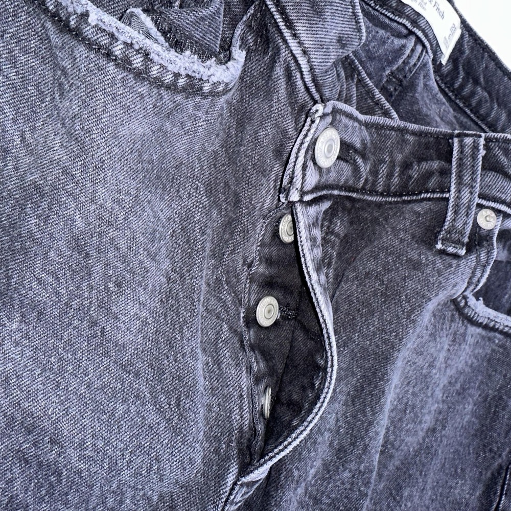 Abercrombie & Fitch Black Denim Straight Button Fly High Rise Crossover Dad Jean - Picture 5 of 11